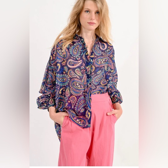 Molly Bracken Loose Paisley Shirt size M - Picture 4 of 13
